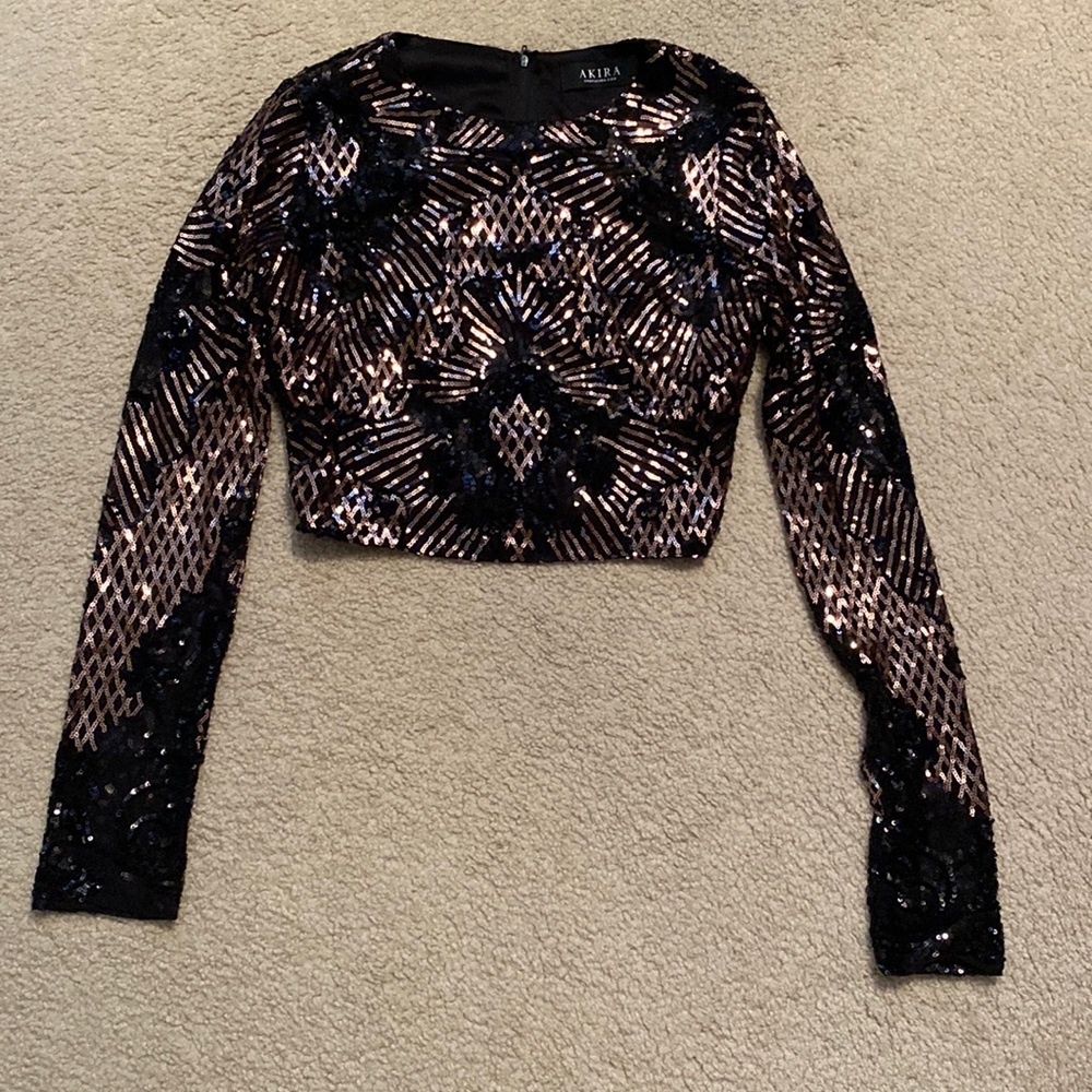 Black and gold sequin Akira top